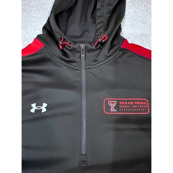 Under Armour Texas Tech Red Raiders Hoodie 1/4 Zip Pullover Mens LG NWT - Picture 2 of 6